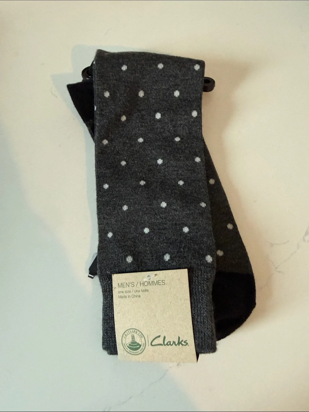 NWT Clarks Men’s Charcoal Gray Dot Dress Socks